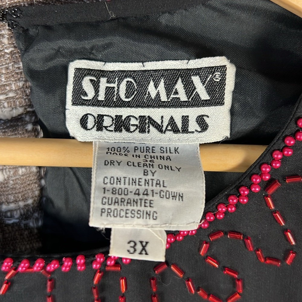 Sho Max Originals Beaded Top Blouse‎ Retro Disco Black and Red Size 3X - Picture 4 of 9